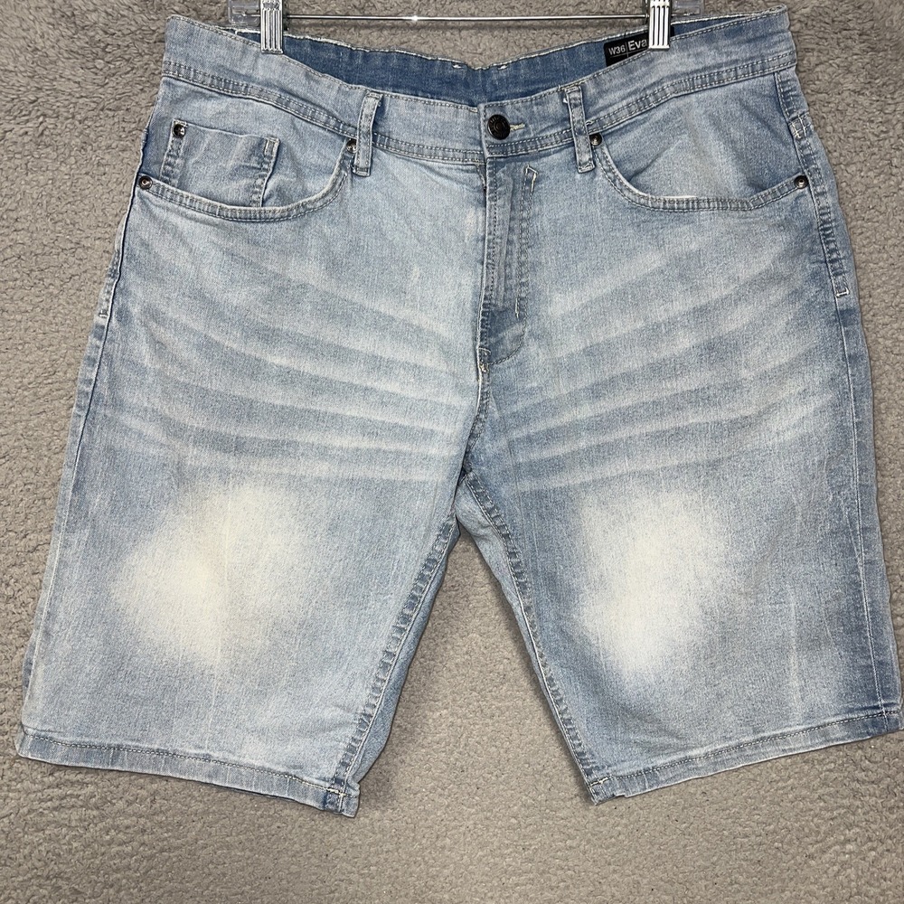 Buffalo David‎ Bitton Evan-X Shorts Men's W36 x 11.5 Blue Faded Denim Jean Jorts